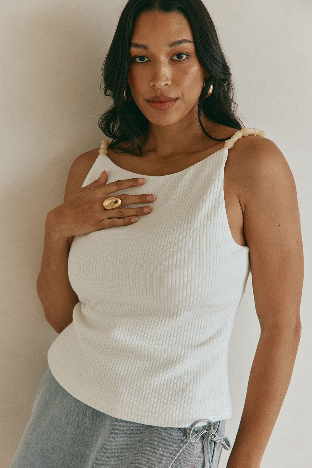 Illaria Top - Cream Bead