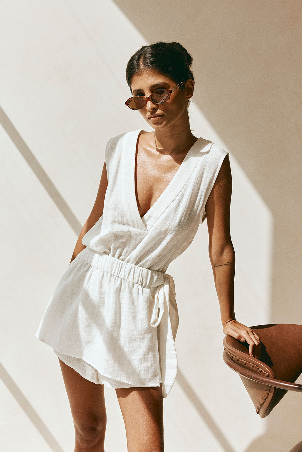 SAMPLE-Sandy Playsuit - White