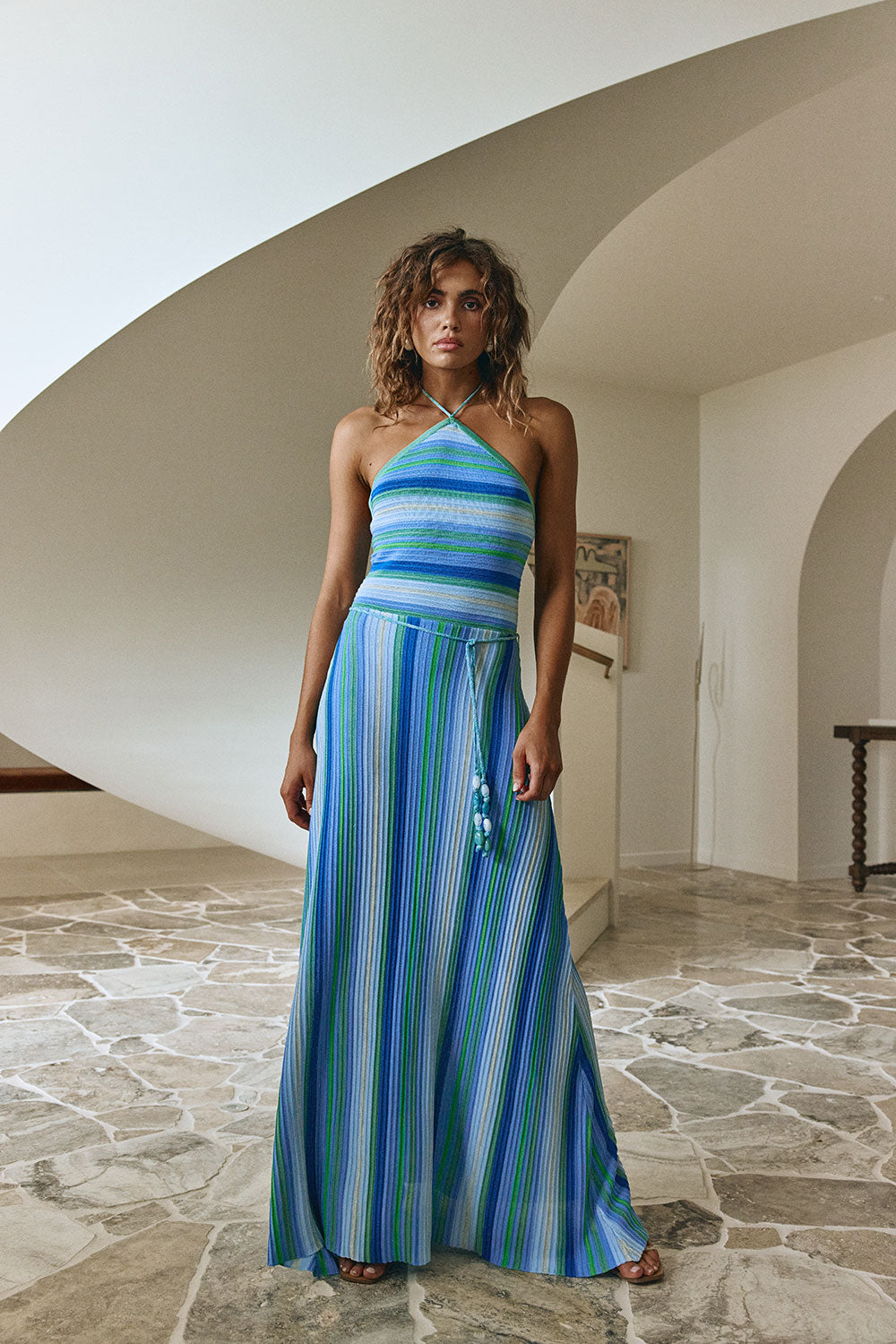 SAMPLE-Karmela Dress - Blue Stripe