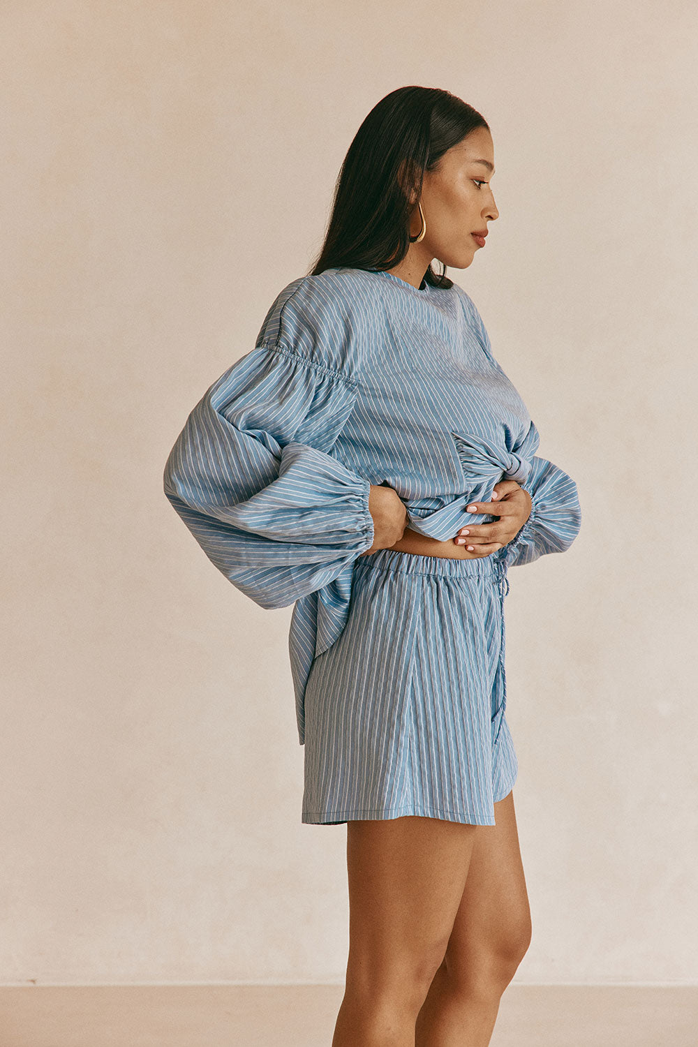 SAMPLE-Hailey Shorts - Blue Stripe