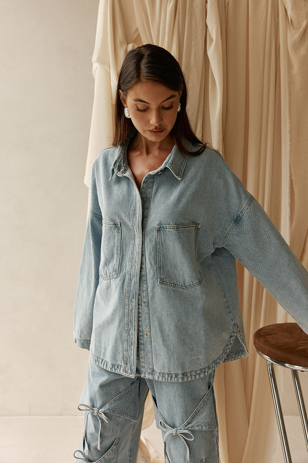 SAMPLE-Poet Denim Jacket  - Light Blue