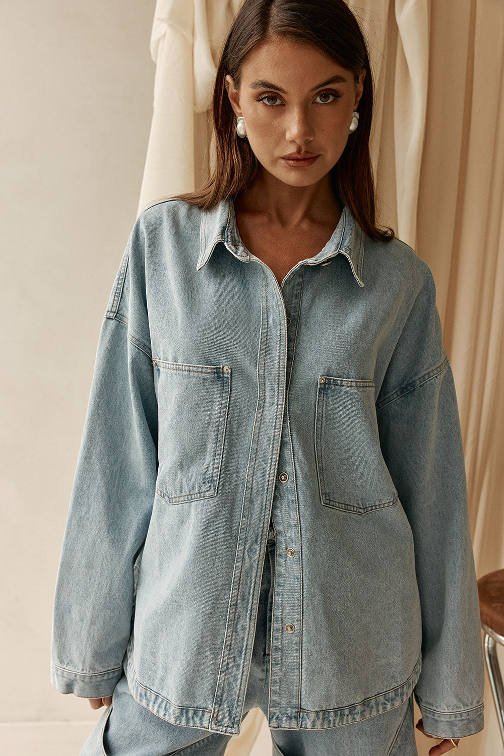 SAMPLE-Poet Denim Jacket  - Light Blue