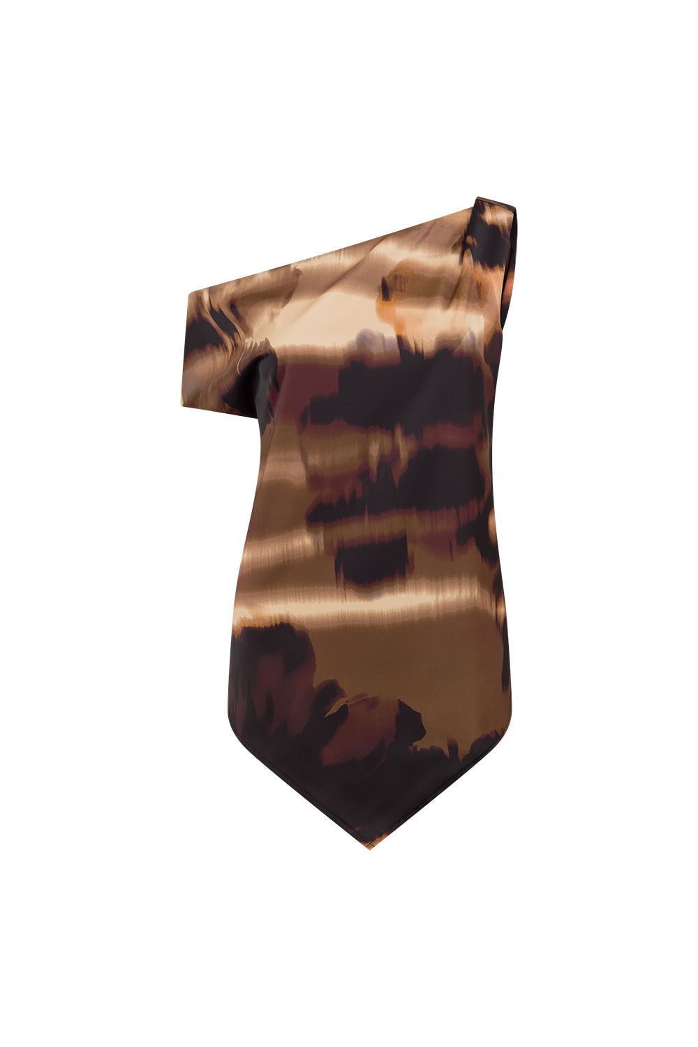 Saela Brown Mirage Bloom Print Satin Saela Top – Stores