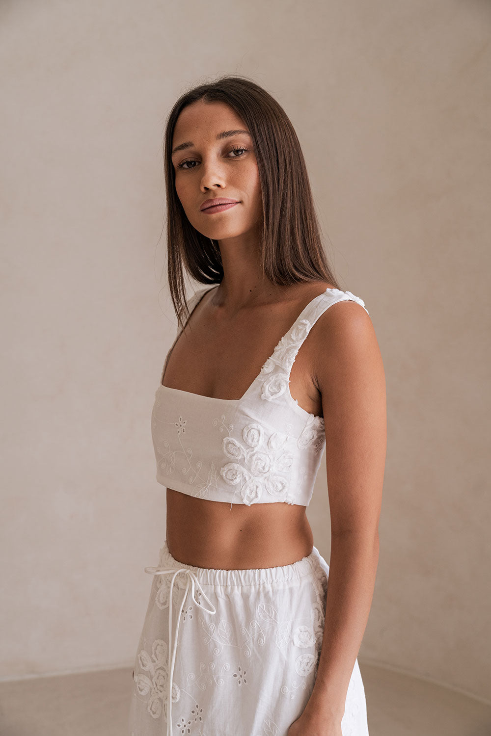 Procha White Broderie Cropped Procha Top – Stores