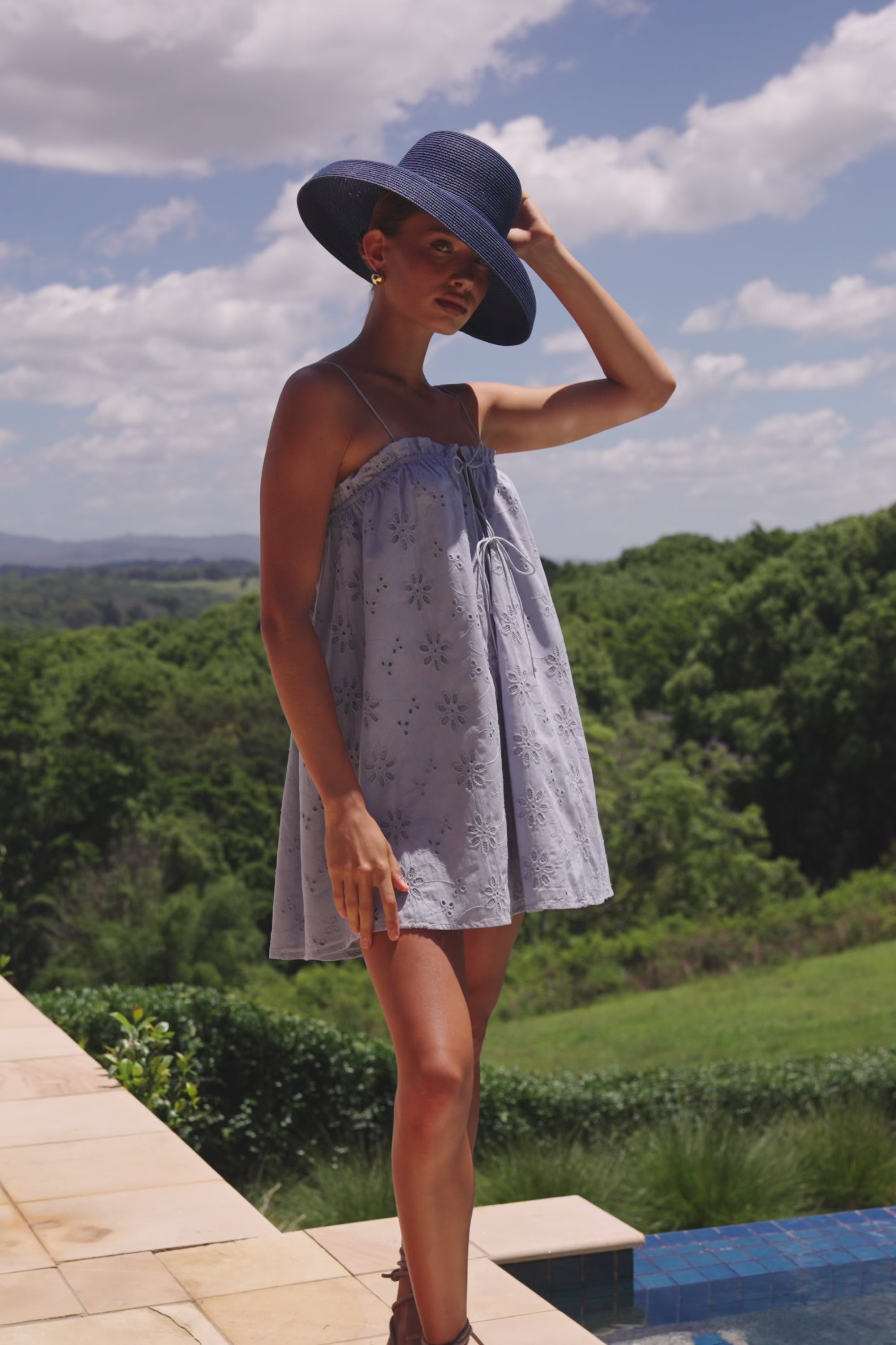 Evelia Dress - Blue Broderie