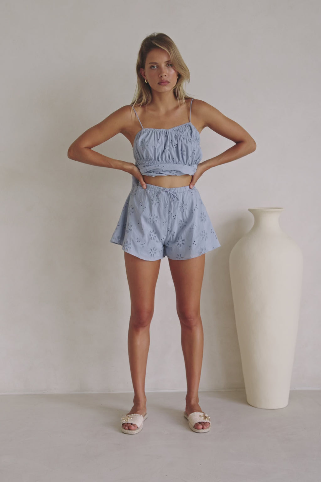 Octavia Shorts - Blue Broderie