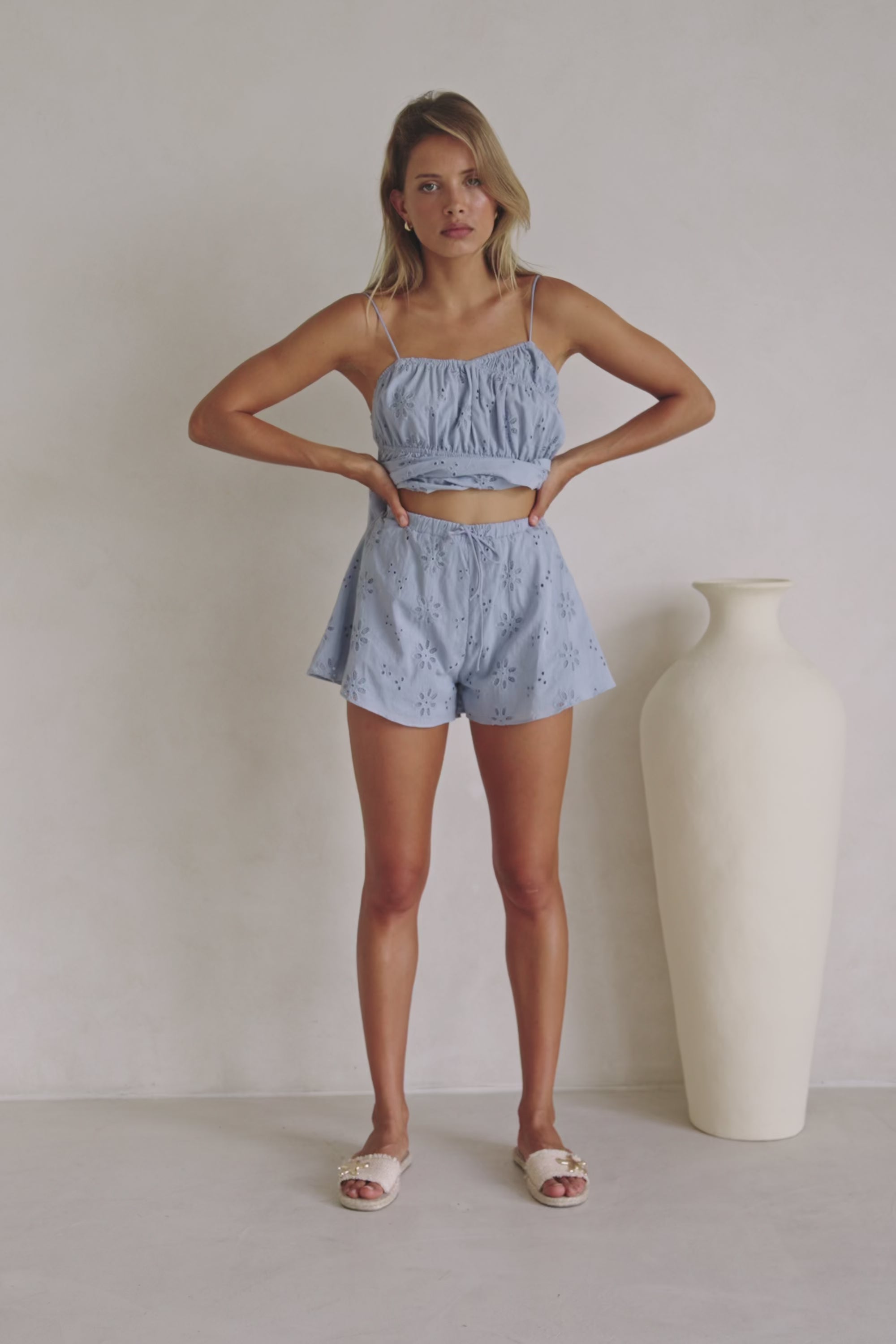 Octavia Shorts - Blue Broderie
